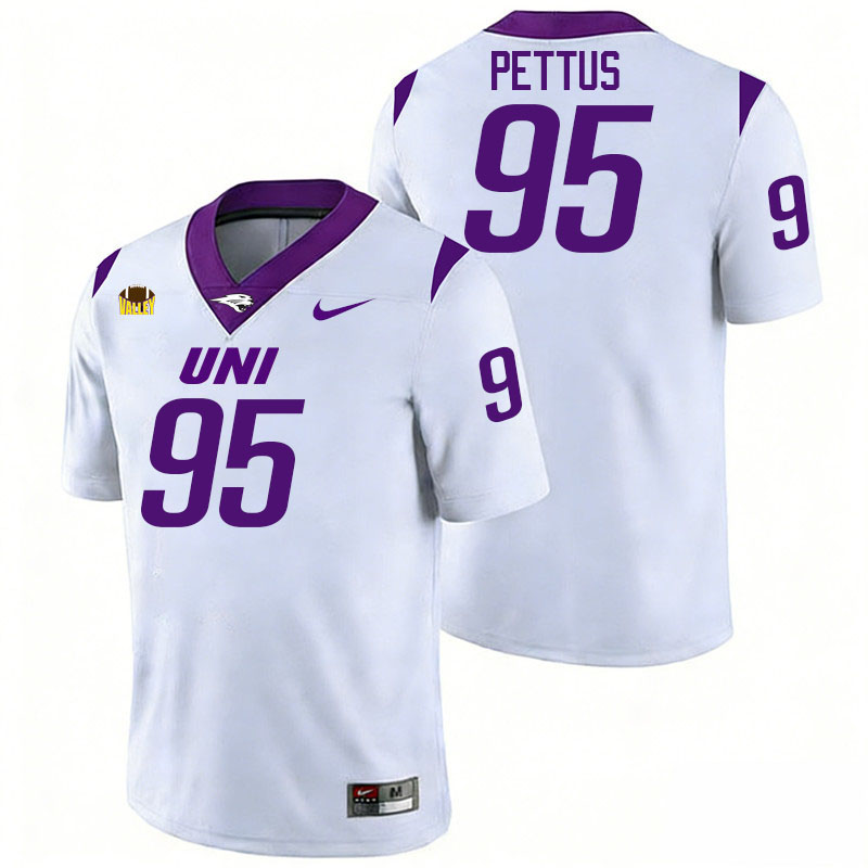 Northern Iowa Panthers #95 Jaylen Pettus College Football Jerseys,Uniforms-White